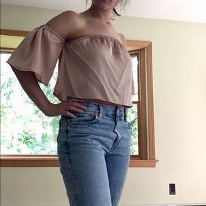 Champagne Silk Off the Shoulder Top - Like New